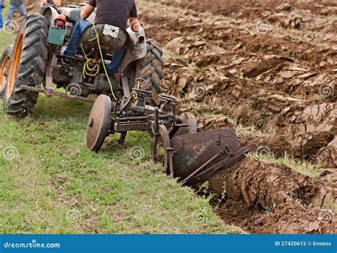 Plowing With An Old Plow Stock Photos Image