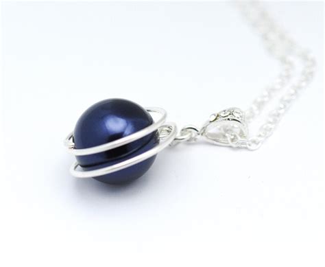 Blue Pearl Necklace Swarovski Pearl Pendant Wire Wrap Etsy