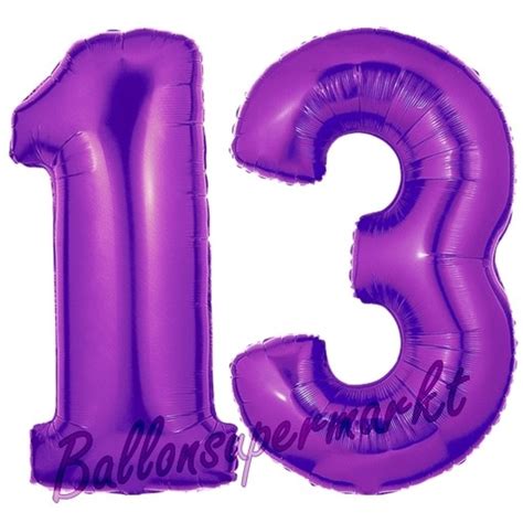 Luftballons Aus Folie Zahl 13 Lila 100 Cm Mit Helium Zum 13 Geburtstag