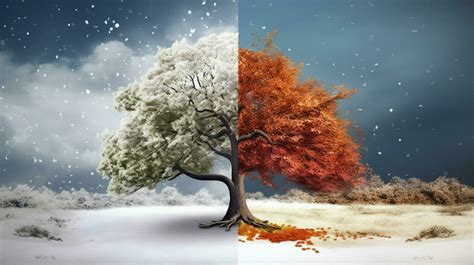 tree with two seasons compared scene 32947779 Stock Photo at Vecteezy