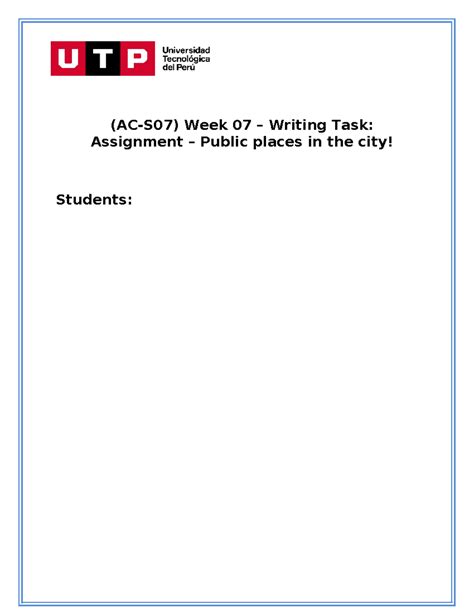 Week 7 AC S07 Week 07 Writing Task Assignment Public Places In