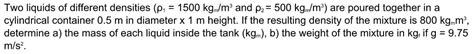 Solved Two liquids of different densities p 1500 kgm mº Chegg