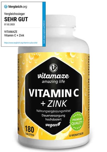 Vitamin C High Strength Zinc Vegan Tablets Vitamaze