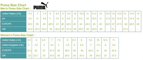 Reebok Size Chart