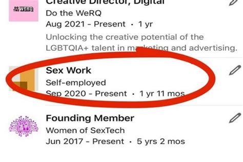Woman Linkedin User Proudly Adds Sex Work As Experience