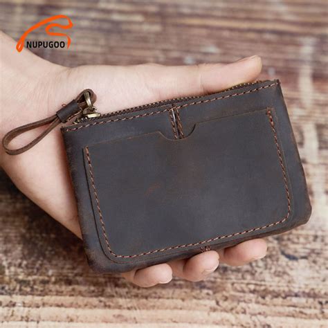 Genuine Leather Mini Coin Purse Men Wallet Slim Vintage Small Man Short