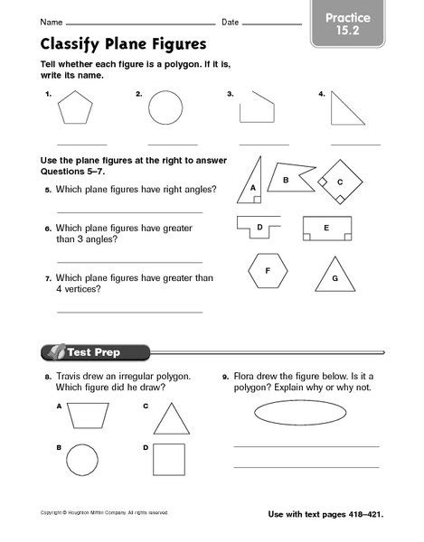 Plane Shapes Worksheets