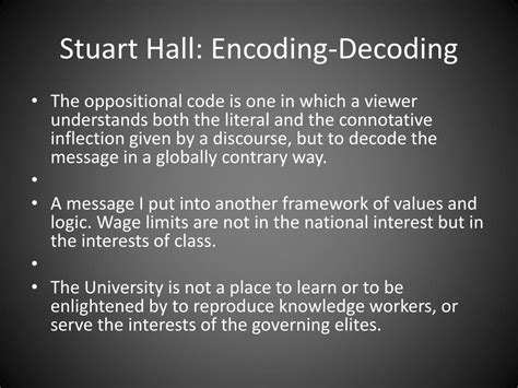 PPT - Stuart Hall: Encoding- Decoding PowerPoint Presentation, free ...