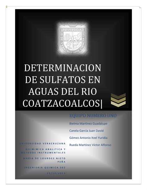 Determinacion De Sulfatos En Aguas Del Rio Coatzacoalcos Pdf