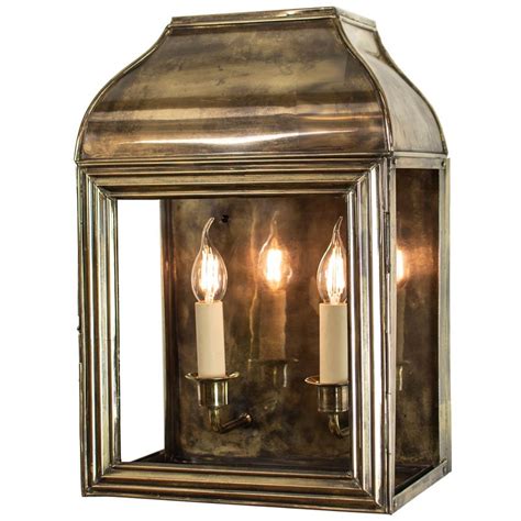 Hemingway Large Outdoor Wall Lantern Renovated Brass Broughtons