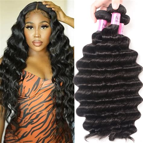 Human Hair Loose Deep Wave Bundles Brazilian Unpr