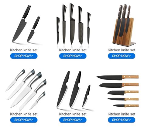 Superior Quality 8 Pcs Kitchen Knife Set Stainless Steel Black Coated