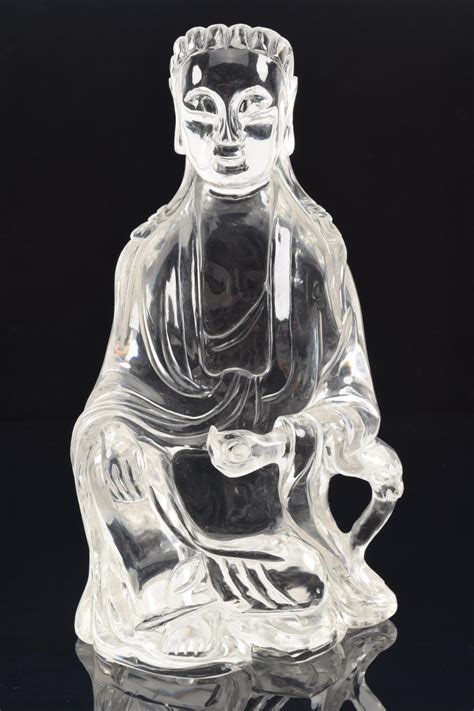 Lot - Rock crystal carving of the goddess of mercy Kuan Yin. China ...