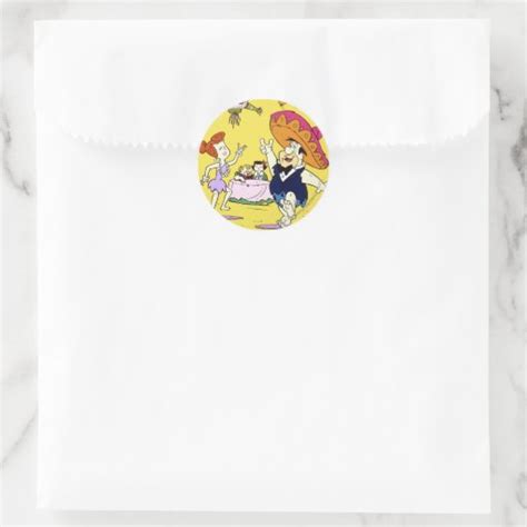 Fred Flintstone Wilma Barney And Betty Fiesta Classic Round Sticker