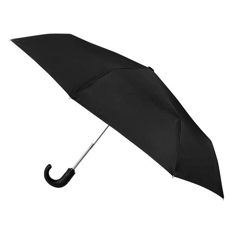 Totes Eco Brella Auto Open Close Umbrella With Crook Handle Black