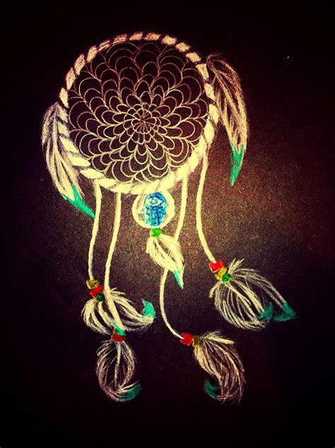 Rough Sketch Of White Dreamcatcher Tattoo With Evil Eye Symbol By