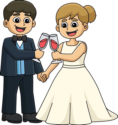 Boda Novio Novia Brindis Dibujos Animados De Colores Clipart 22661359