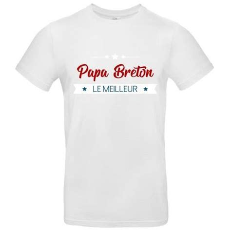 T Shirt Premium Manche Courte Enfant Blanc Papa Breton Blanc