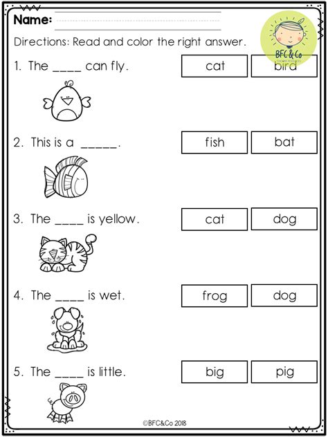 Kindergarten Reading And Writing Worksheets