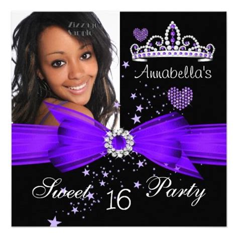 Purple Sweet 16 Birthday Diamond Tiara Photo 5 25x5 25 Square Paper