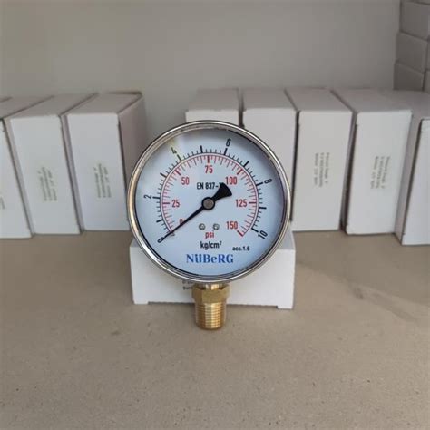 Bar Kg Cm Inch Pressure Gauge Bottom Black Steel Wiebrock