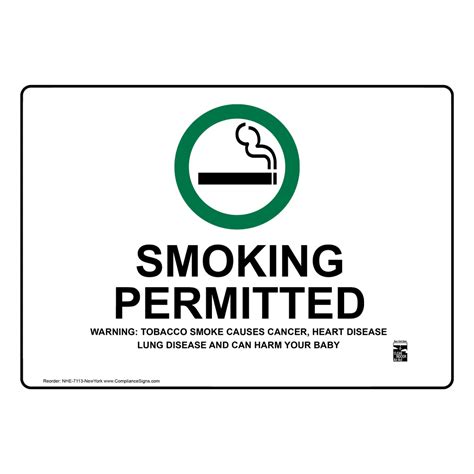 Smoking Permitted Warning Causes Cancer Sign Nhe 7113 Newyork