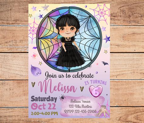 Wednesday Birthday Invitation Wednesday Digital Invitation Etsy In