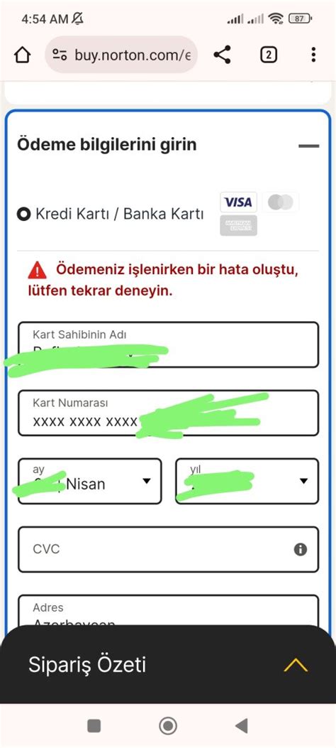 Norton Ödemeniz işlenirken bir hata oluştu lütfen tekrar deneyin