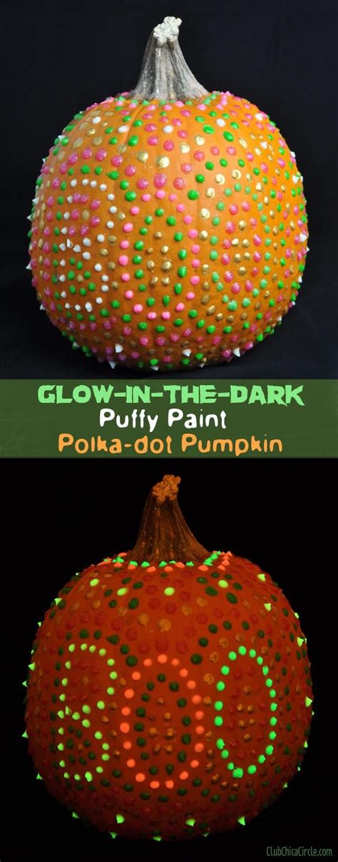 Diy Halloween Diy Glow In The Dark Puffy Paint Polka Dot Pumpkin Diy