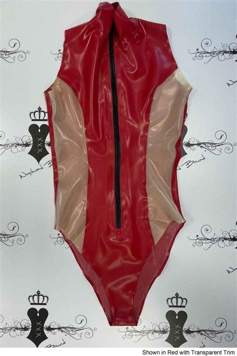 Lilly Latex Rubber Leotard With Contrasting Side Panels Clearance