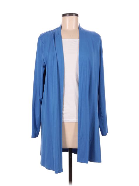 J Jill 100 Spandex Color Block Solid Blue Cardigan Size M 69 Off