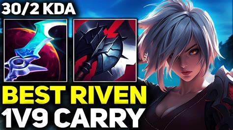 Rank 1 Best Riven In The World 1v9 Carry Gameplay League Of Legends Youtube