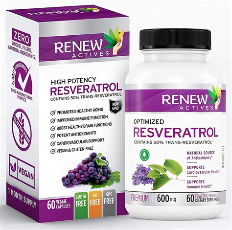 Resveratrol W 50 Trans Resveratrol 60 Capsules Renew Actives