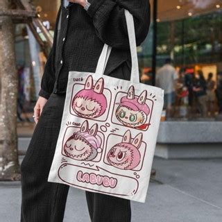 Tamako Labubu Canvas Bag Large Capacity Simple Tote Bags Fashion