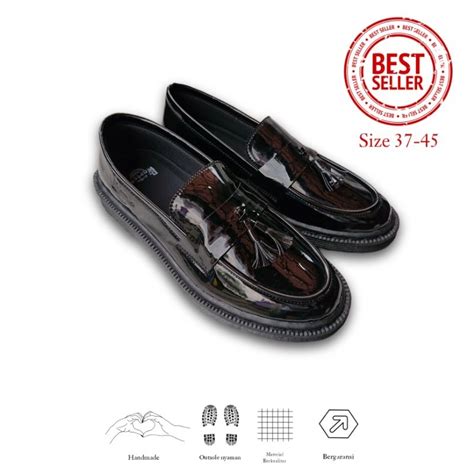 Jual Sepatu Penny Loafers Glossy Pria Hitam Sepatu Formal Pria Hitam