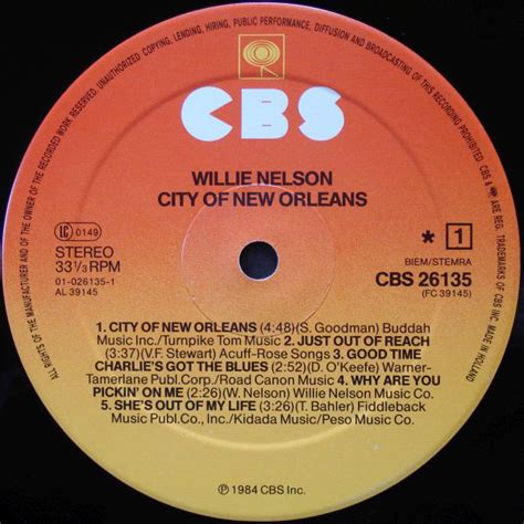 Willie Nelson - City Of New Orleans - Vinyl Pussycat Records