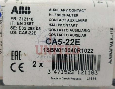 Abb Ca E Auxiliary Contact Block Sbn R Set Of United