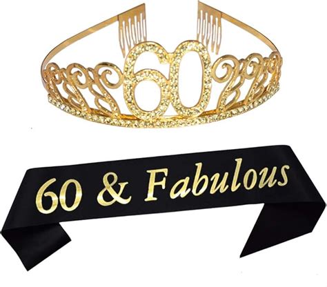 Amazon Dgasin 60th Birthday Tiara And Sash Happy 60th Birthday