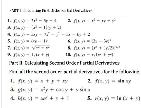 Solved Texts 1 Calculating First Order Partial Derivatives 2 Calculating Second Order