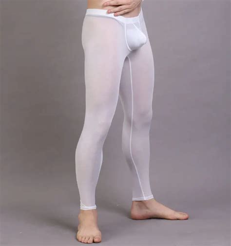 N2n Ice Silky Nylon Men S Pouch Underwear Leggings Long John Pants Tights Pants Only Pouch