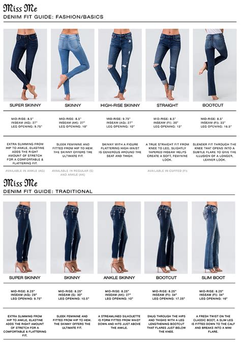 Miss Me Jeans Sizing Chart