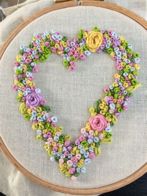 Heart Embroidery April 2016 Silk Ribbon Embroidery Diy Embroidery French Knots April 2016