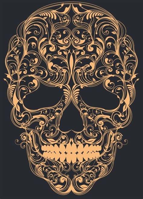 This Ornate Damask Style Pattern Is Used To Create A Skull Credit