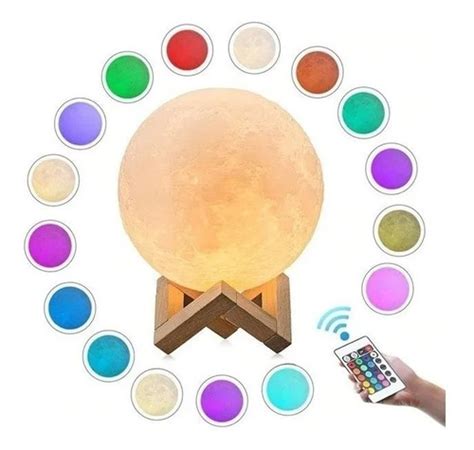 Lampara Lunar Led 3d Luna 16 Colores Control Cuotas sin interés