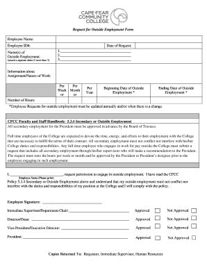 Fillable Online Request For Outside Employment Form Fax Email Print