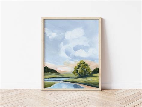 Lake Landscape Painting for Wall Decor, Peaceful LANDSCAPE PAINTING ...