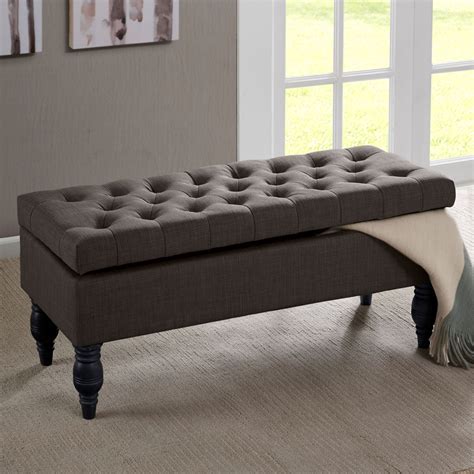 Jagna Charcoal Tufted Storage Bench