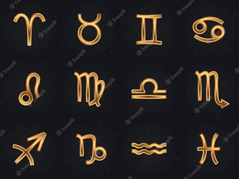 Premium Vector Set Of Gold Zodiac Signs Vector Icons Horoscope