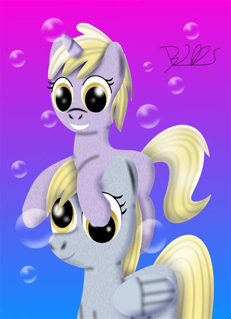 1480148 Safe Artist Trackheadtherobopony Derpy Hooves Dinky