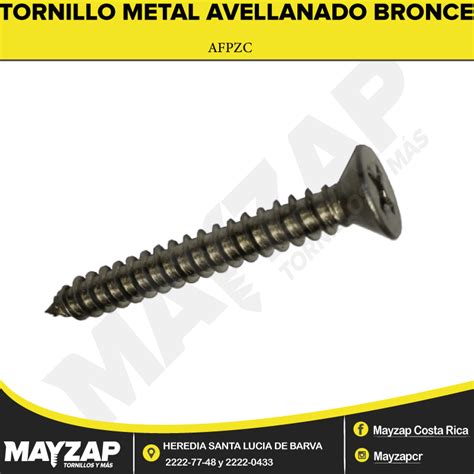 Tornillo Metal Cabeza Avellanada Bronce #12 - Mayzap Tornillos y Herramientas